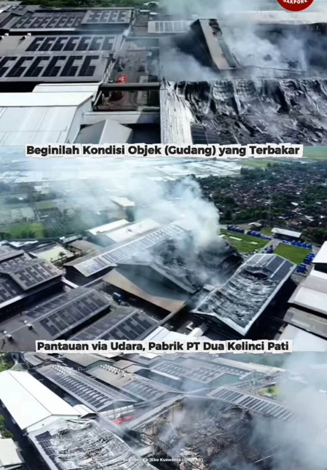 𝐁𝐞𝐠𝐢𝐧𝐢𝐥𝐚𝐡 𝐏𝐚𝐧𝐭𝐚𝐮𝐚𝐧 𝐝𝐚𝐫𝐢 𝐔𝐝𝐚𝐫𝐚 𝐎𝐛𝐣𝐞𝐤 𝐆𝐮𝐝𝐚𝐧𝐠 𝐏𝐓 𝐃𝐮𝐚 𝐊𝐞𝐥𝐢𝐧𝐜𝐢 𝐏𝐚𝐭𝐢 𝐲𝐚𝐧𝐠 𝐇𝐚𝐧𝐠𝐮𝐬 𝐓𝐞𝐫𝐛𝐚𝐤𝐚𝐫 Musibah kebakaran yang terjadi pada Senin (01/12/2025) malam, ini menghanguskan dua gudang dan menyebabkan kerugian material yang diperkirakan mencapai miliaran rupiah. Pantauan udara menunjukkan asap masih membumbung dari sekitar objek, pada selasa siang/ saat ini (02/12/2025), petugas masih melakukan proses pendinginan setelah api utama berhasil dipadamkan pagi tadi. Penyebab pasti kebakaran masih dalam tahap penyelidikan oleh pihak Kepolisian bekerjasama dengan Tim Laboratorium Forensik Mabes Polri. Meskipun demikian 𝙙𝙪𝙜𝙖𝙖𝙣 𝙨𝙚𝙢𝙚𝙣𝙩𝙖𝙧𝙖 analisa berdasarkan keterangan saksi, api berasal dari konsleting listrik di gudang bahan jadi tersebut.  #patisakpore #infoseputarpati #pati 