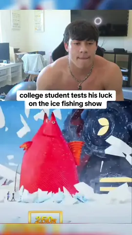 college student tests his luck on the ice fishing show #fishing #togi #kickstreaming 