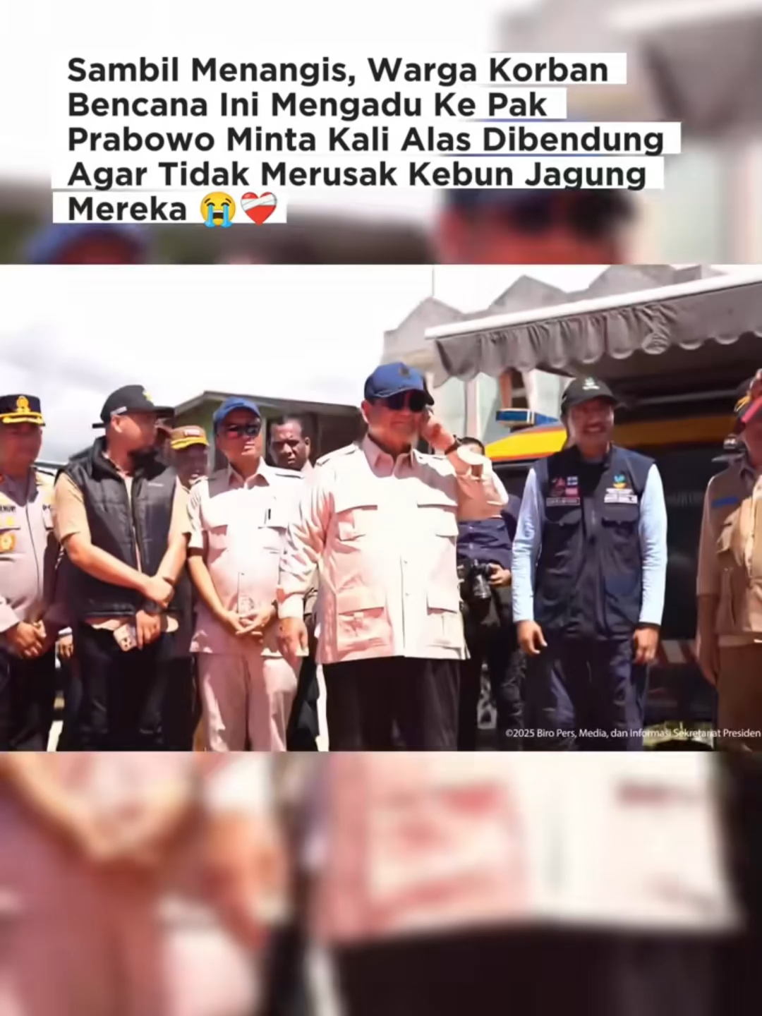 Warga korban bencana mengadu ke Pak Prabowo sambil menangis.