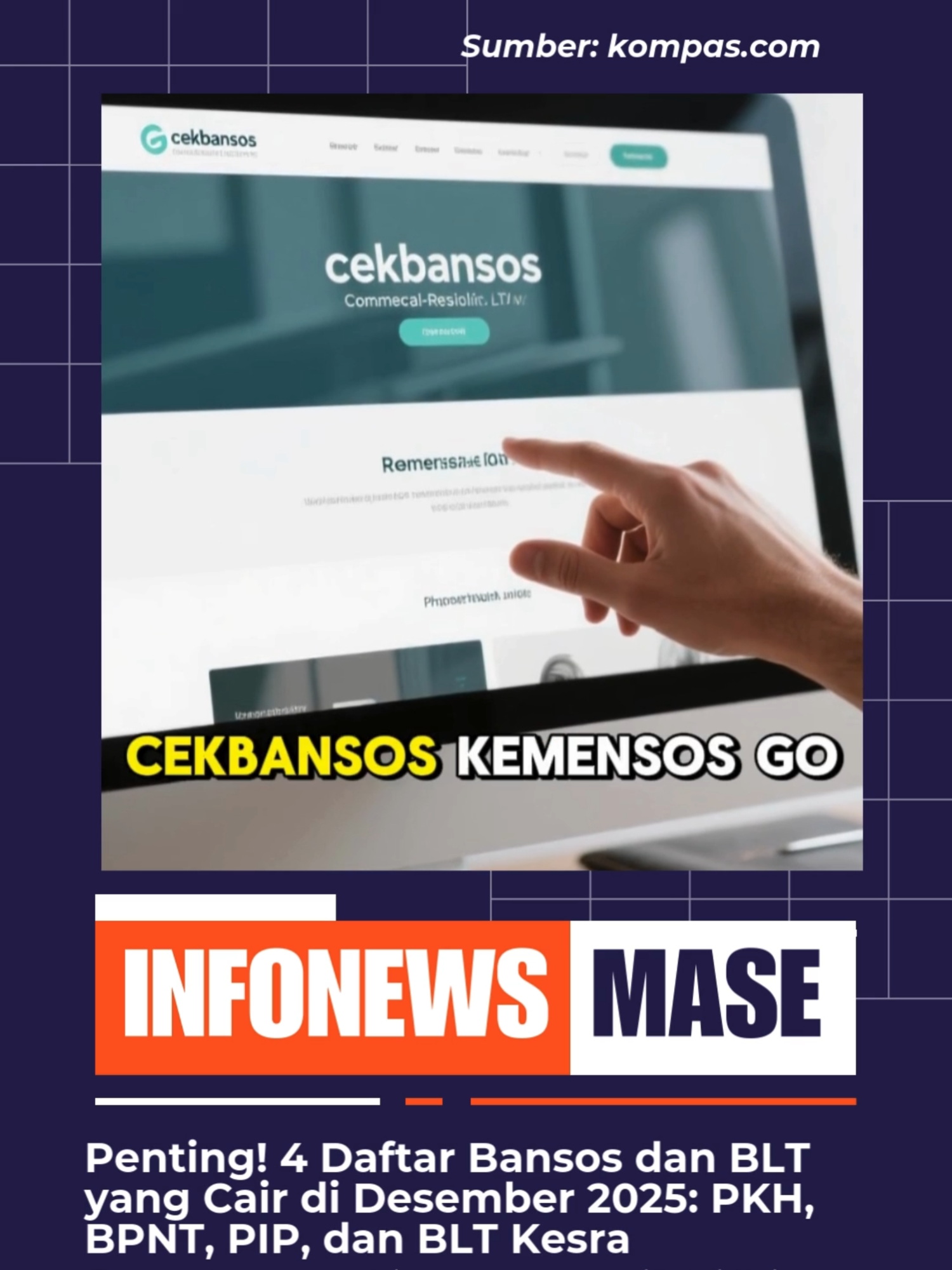 Penting! 4 Daftar Bansos dan BLT yang Cair di Desember 2025: PKH, BPNT, PIP, dan BLT Kesra - Video ini menyajikan informasi terkini dan lengkap mengenai empat program Bantuan Sosial (Bansos) utama yang dijadwalkan cair pada Desember 2025. Kami membahas secara rinci tentang Bansos Program Keluarga Harapan (PKH) Tahap 4, Bantuan Pangan Non Tunai (BPNT), Program Indonesia Pintar (PIP) Termin 3, serta Bantuan Langsung Tunai Kesejahteraan Rakyat (BLT Kesra) tambahan sebesar Rp900.000. Pemerintah terus memastikan penyaluran bantuan tepat sasaran menggunakan basis data terbaru, Data Tunggal Sosial dan Ekonomi Nasional (DTSEN). Pelajari besaran bantuan masing-masing program, cara pengecekan status penerima melalui situs resmi Kemensos, dan pastikan Anda terdaftar sebagai Keluarga Penerima Manfaat (KPM) yang berhak. Jangan lewatkan kesempatan mendapatkan bantuan di akhir tahun 2025!  #BansosDesember2025 #BLTKesra #PKH2025 #BPNT2025 #BantuanPemerintah #PencairanBansos #Kemensos