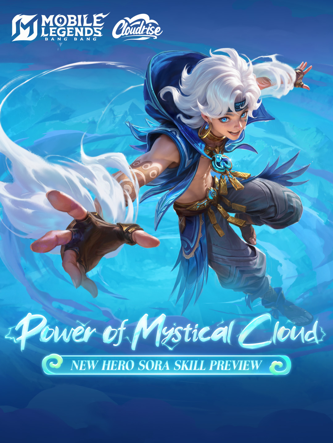 The new hero of the Cloudrise Patch, Shifting Cloud - Sora, arrives on 12/18! Team needs an initiator? In Fluffy Cloud form, Sora easily pushes all enemies away! Enemies trying to flee? Don't panic! In Stormy Cloud form, Sora rides lightning to catch them all! #MobileLegendsBangBang #MLBBNEWHERO#MLBBSORA#CLOUDRISE#MLBBNewPatch