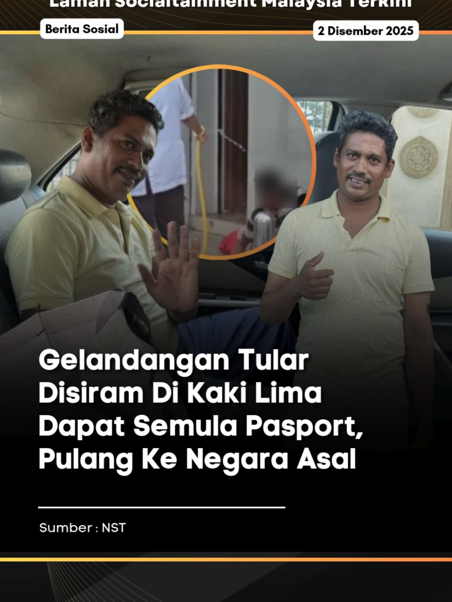 Gelandangan tular yang disiram dan dikasari di kaki lima sebuah bangunan di Taman Maluri, Kuala Lumpur pada minggu lalu pulang ke kampung halamannya, India selepas dia mendapat semula pasportnya yang ditahan bekas majikan. Perkara itu dimaklumkan oleh pengasas pusat perlindungan gelandangan, Anthony Lian yang bertemu dengan wakil Persatuan Pengusaha Restoran Muslim Malaysia (Presma), Persatuan Pengusaha Restoran India Malaysia (Prisma) serta bekas majikan Safiudeen Pakker Mohamed. Dalam pertemuan bersama Suruhanjaya Tinggi India, dokumen perjalanan Safiudeen dipulangkan di hadapan pegawai diplomatik. Menurut Anthony, semuanya diselesaikan dengan baik termasuk tunggakan bayaran, tiket penerbangan dan denda tempoh tinggal melebihi masa yang akan ditanggung bekas majikan. Jangan lupa untuk Like, Comment. Share dan Follow Lobak Merah! 🧡 Terima Kasih! #fyp #news #trends #berita