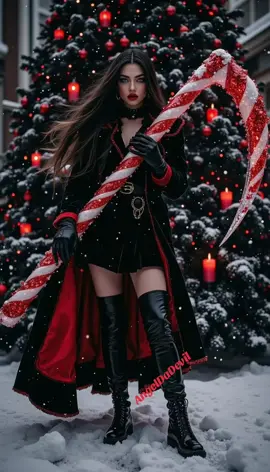 Even the Reaper finds her way into Christmas… a silent gothic figure holding a candy-cane scythe, walking through the season in her own dark style. 🖤🍭❄️ #gothic #gothicchristmas #darkfantasy #christmas #livewallpaper 