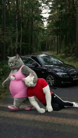 Fat lady Drags Away the Muscle Guy #ai #aicat #anime #catstory #funny 