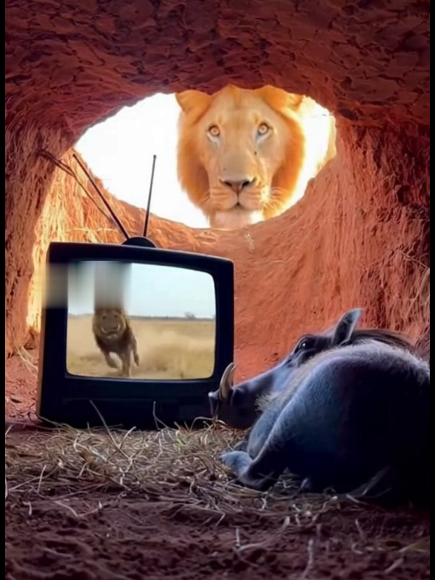 😂 Warthog vs Lion Funny Moments 🦁🐗 #animals