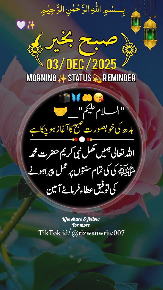 Wednesday 🕌📿🤲🥀 03 Dec 2025 good morning 🌄 status 💫 reminder #wednesday #goodmorning #viralvideo #trending #foryou #viralaccount #viewsproblem #1millionaudition #whatsappstatus #rizwanwrites_007 