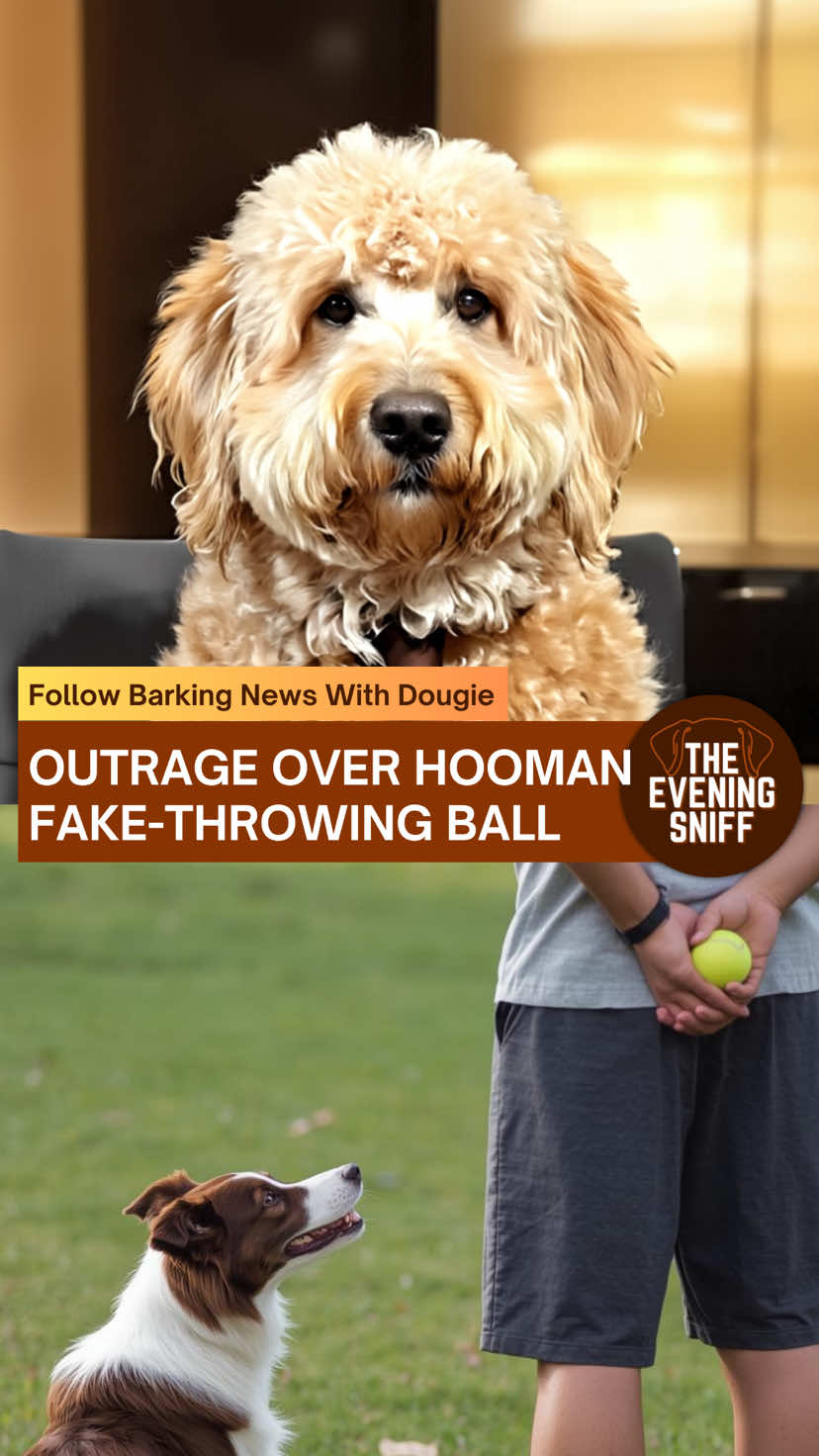🐾FOLLOW for the latest canine news updates! Outrage Over Hooman Fake-Throwing Ball! #goldendoodle #bordercollie #newsparody #funnydogvideos #dogcomedy
