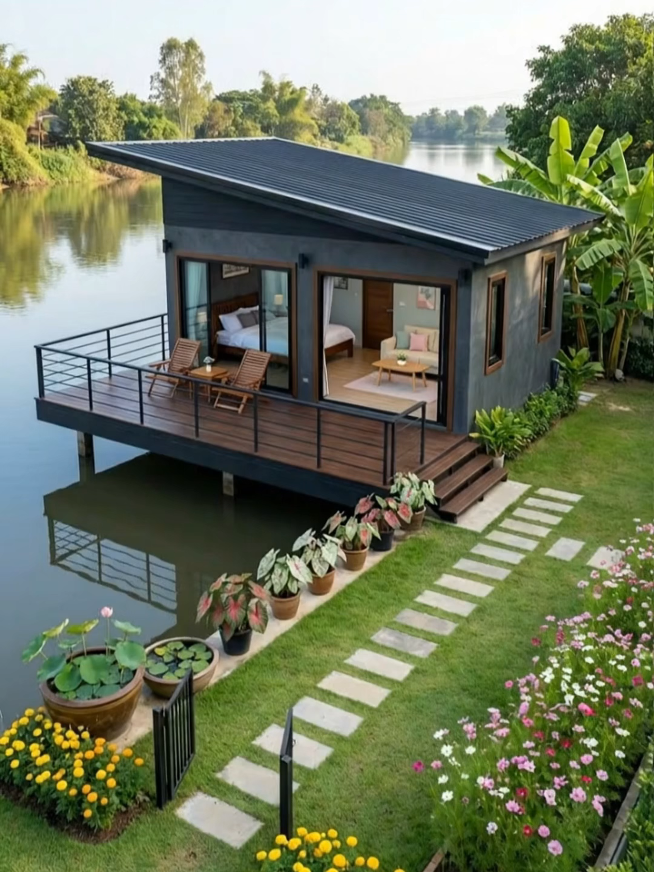 บ้านฮีลใจ บ้านริมน้ำสีเข้มแสนสงบ #บ้านและสวน #บ้านสวน #แบบบ้าน #บ้านสวย #บ้านในฝัน #บ้านหลังเล็กๆ #บ้านริมน้ำ #บ้านน่ารัก #บ้านโมเดิร์น #บ้านหลังแรก #วิถีชีวิตบ้านนอก #บ้าน