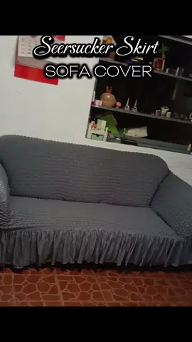 Seersucker Skirt Sofa Cover!  Super stretchy, super classy. Must-have sa mga pa-aesthetic homes!  #SeersuckerSofaCover #HomeAesthetic #SofaMakeover 
