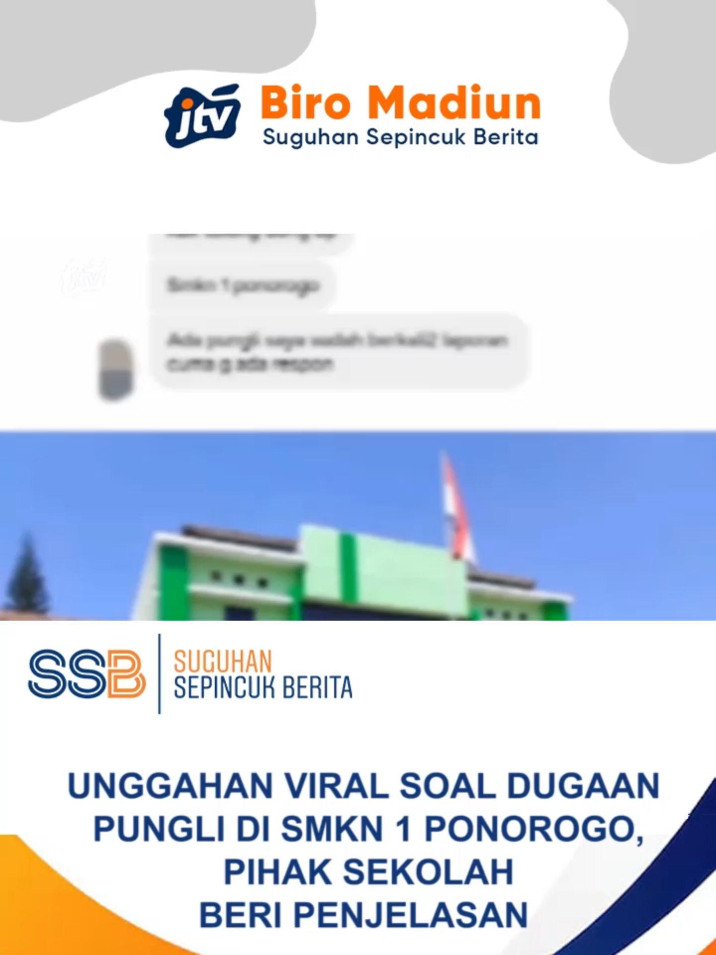 PONOROGO - Unggahan viral soal dugaan pungutan liar di SMKN 1 Ponorogo ramai diperbincangkan warganet. Unggahan tersebut memuat tiga jenis pembayaran yang dinilai memberatkan wali murid. Menyikapi polemik yang berkembang, pihak sekolah dan komite memberikan penjelasan bahwa iuran tersebut merupakan hasil rapat pleno dan bersifat sukarela, serta dapat disesuaikan kemampuan masing-masing orang tua. Keluhan yang muncul diharapkan menjadi masukan agar komunikasi sekolah dan wali murid bisa lebih terbuka ke depannya. #Ponorogo #SMKN1Ponorogo #pendidikanislam #ViralPonorogo #Pungli #Halopendidikan #KomiteSekolah #walimuridd #BeritaPonorogo #BeritaJTV