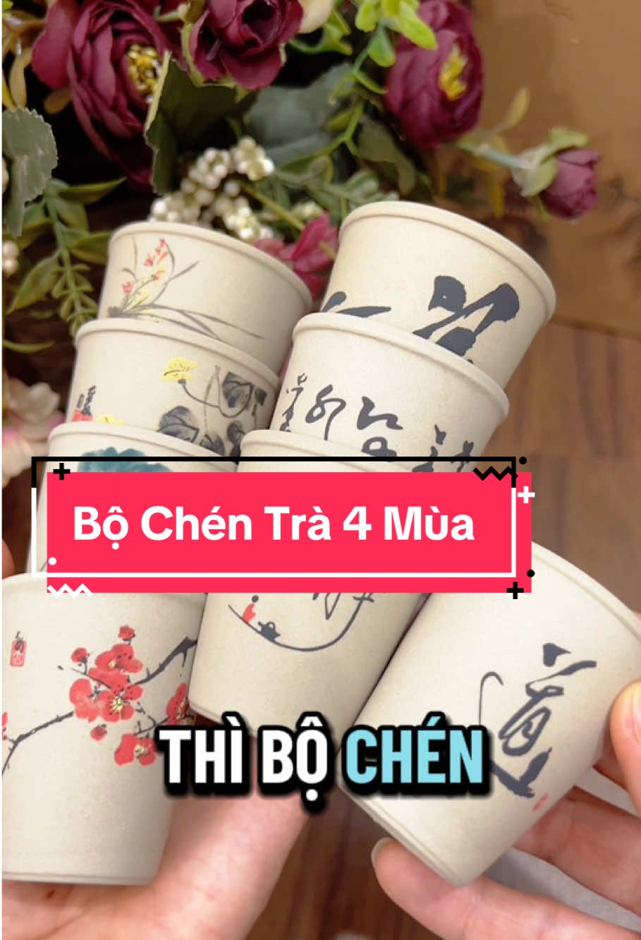 Bộ chén 4 mùa – một góc nghệ thuật nhỏ. #phongthuy #bochentragomsu #bochentraxuanhathudong #bo8chentra #bochen4mua 