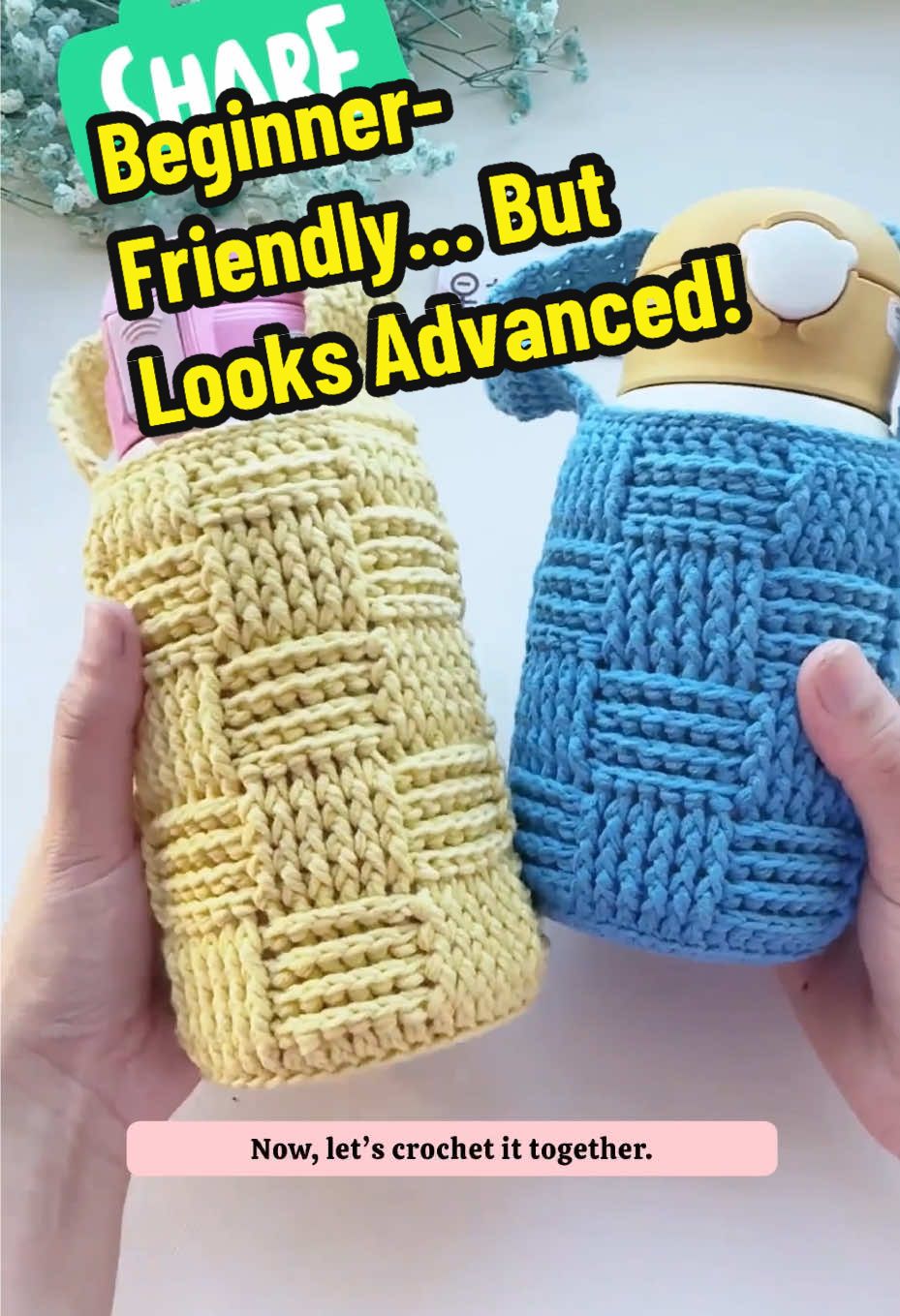 Crochet this thick and stylish cup cozy using easy front and back post stitches! Perfect for beginners and a great gift idea. Save this tutorial and try it today! 💛🧶 #creatorsearchinsights #CrochetTutorial #CupCozy #crochetpattern #BeginnerCrochet 