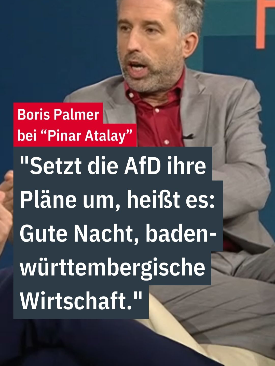 Bei Pinar Atalay waren Boris Palmer und Tino Chrupalla gemeinsam zu Gast. In der Sendung machte Palmer deutlich, dass er die EU-Pläne der AfD für höchst zweifelhaft hält. 👆 Das ganze Gespräch haben wir euch hier verlinkt. #ntv #nachrichten #pinaratalay