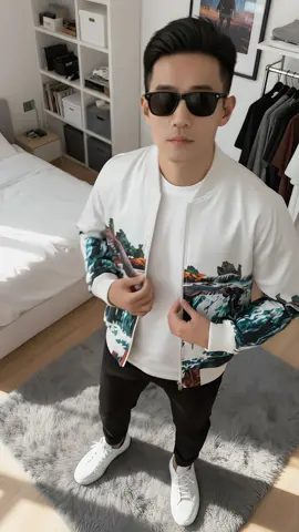 Hoạ tiết như tranh vẽ  #aokhoachoatiet #bomber #mkclever #trending 