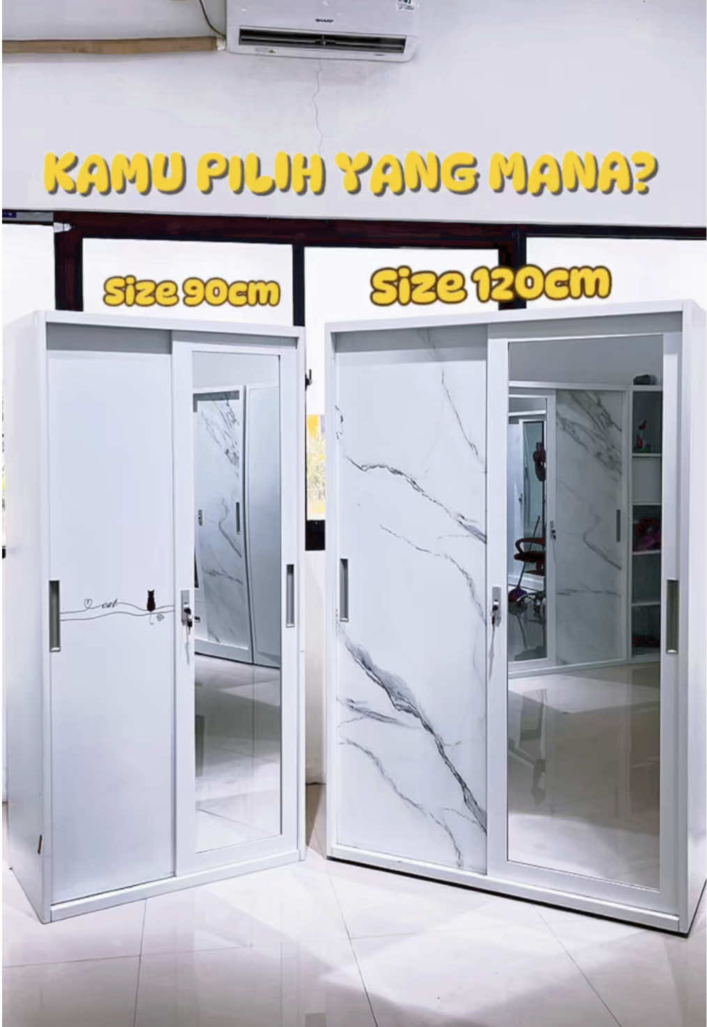 Bingung pilih 90 atau 120cm? Tonton video ini sampai habis🫶🏻 #lemari #homeliving #fyp #lemaribesi #lemariantikarat 