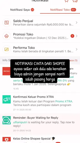 Mulai tanggal 1 Januari 2026 ada kenaikan admin, ayo seller ancang-ancang naikkan harga jual biar tetep bisa berjualan#info #admin #shopee #bisnisonline #onlineshopping 