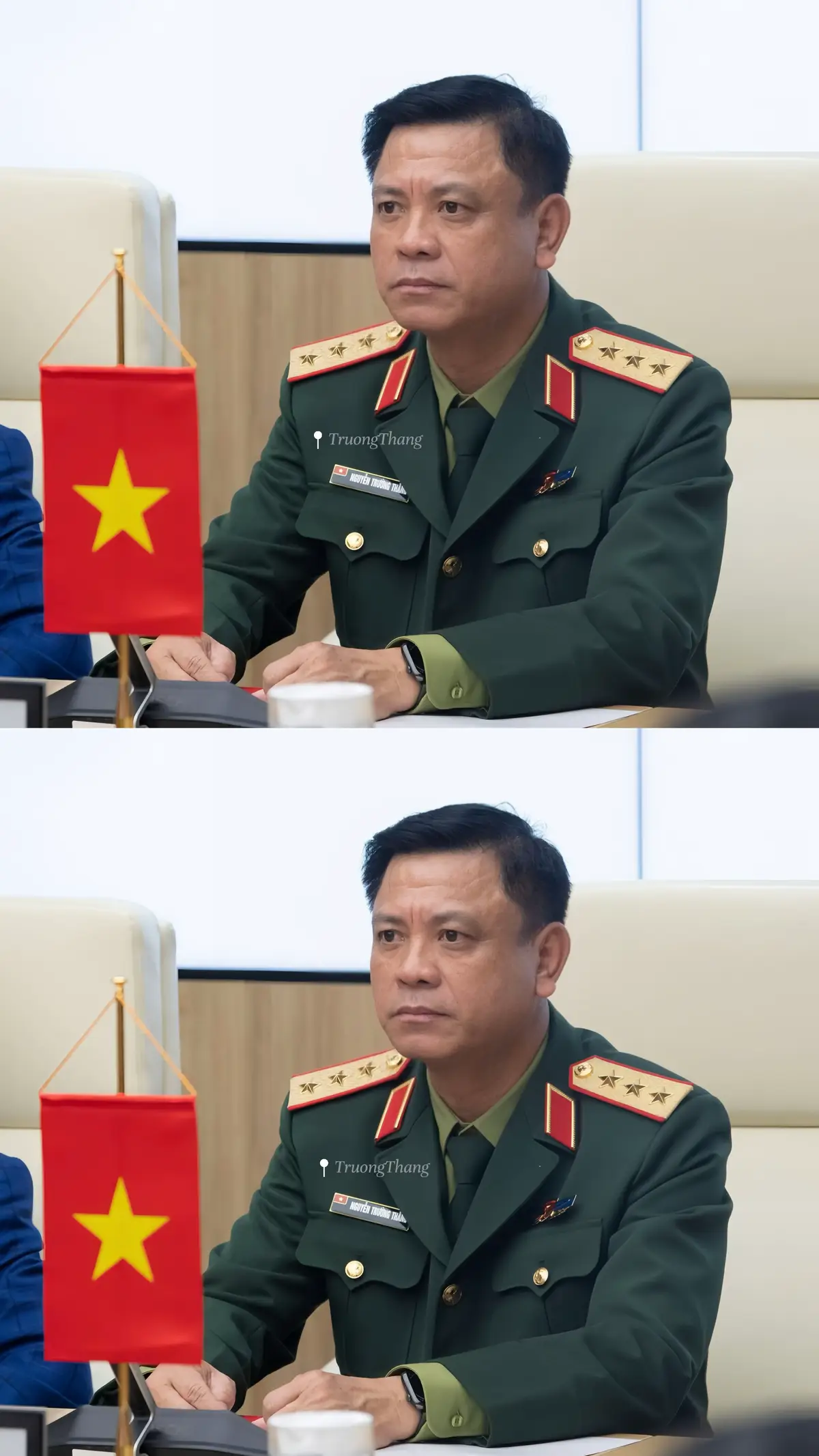 Trong mọi hoạt động,𝑻𝒉𝒖̛𝒐̛̣𝒏𝒈 𝑻𝒖̛𝒐̛́𝒏𝒈 𝑵𝒈𝒖𝒚𝒆̂̃𝒏 𝑻𝒓𝒖̛𝒐̛̀𝒏𝒈 𝑻𝒉𝒂̆́𝒏𝒈 luôn thể hiện phong thái nghiêm nghị, điềm tĩnh và chuyên nghiệp, đúng mực của một người chỉ huy cấp cao. Sự tập trung và quyết đoán của ông là tấm gương về tác phong quân sự.#NguyenTruongThang #ThuongTuongNguyenTruongThang #BoQuocPhong 