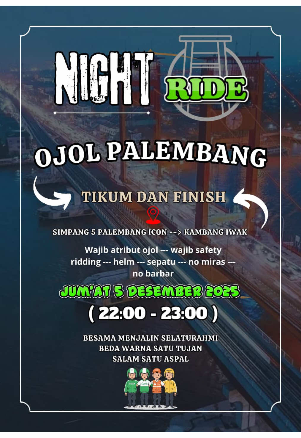 Kita night ride ojol palembang ya sayang #cenematikvario #ojolpalembangbersatu #gojekpalembang #CapCut 
