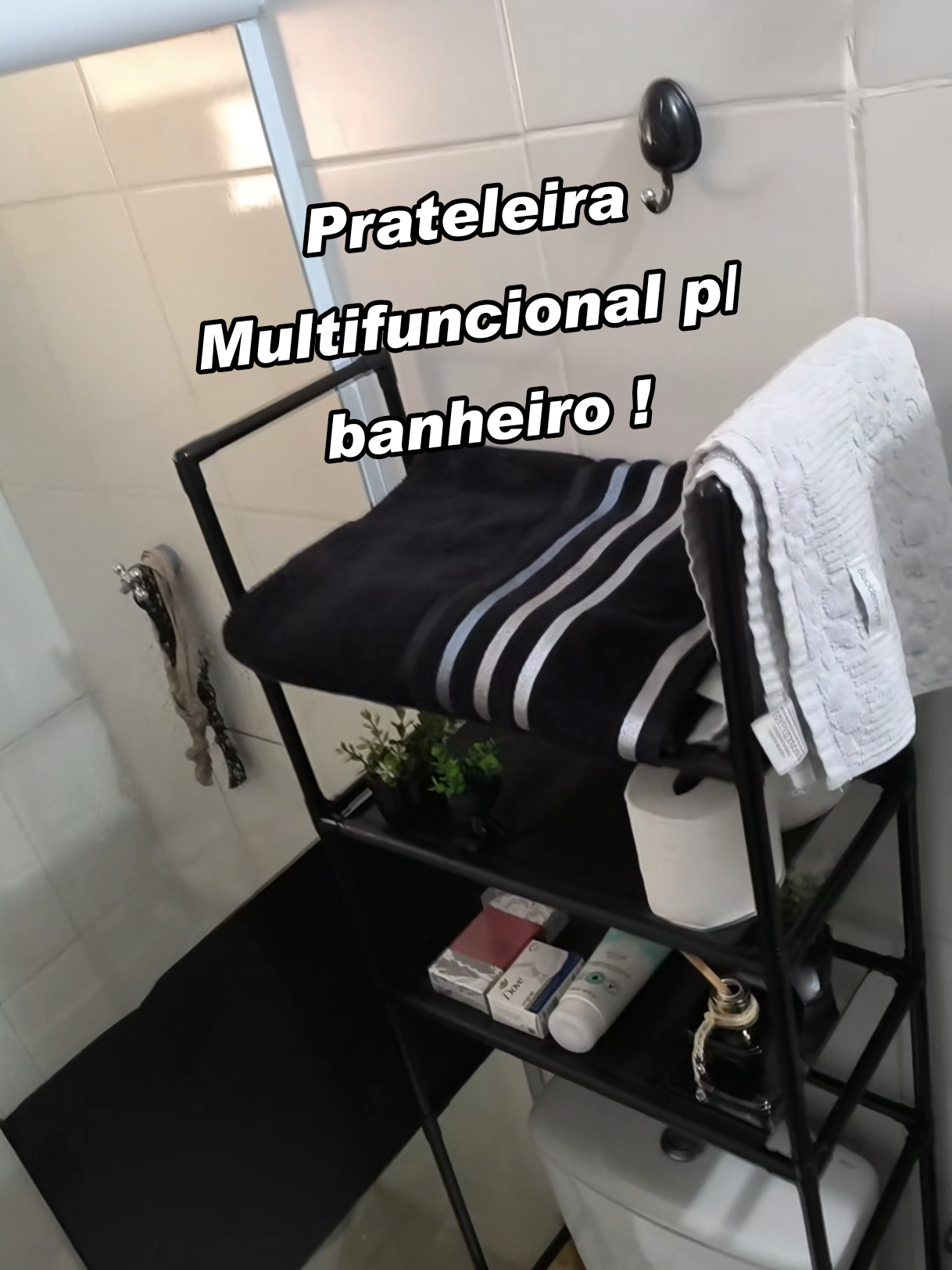 Prateleira multifuncional para banheiro. #banheiro #casa #luxo #utilidade #organizador 