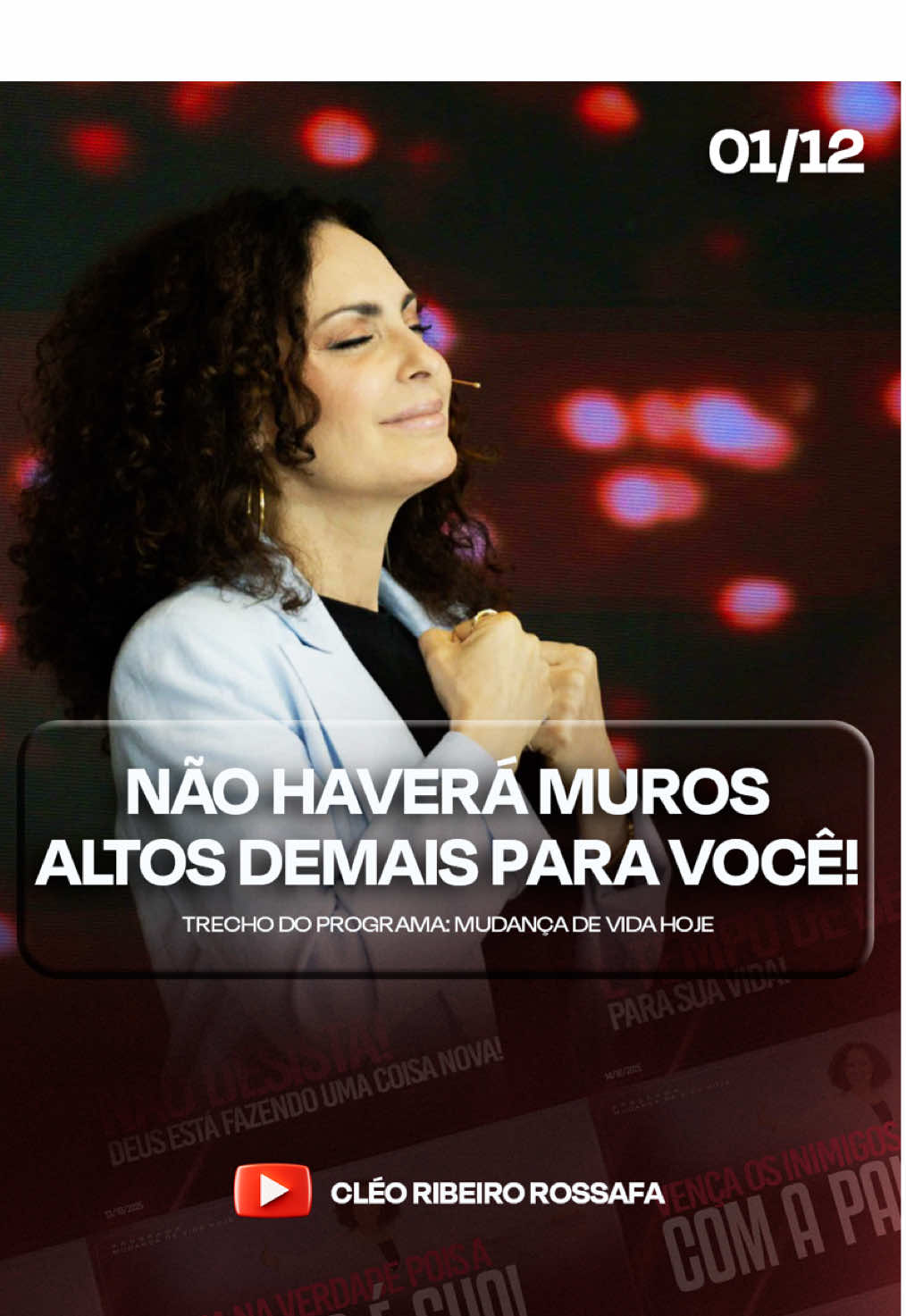 ✨ Trecho do Programa Mudança de Vida Hoje 📺 Assista diariamente à meia-noite e quinze no canal Cléo Ribeiro Rossafa Oficial no YouTube. #bispacleo