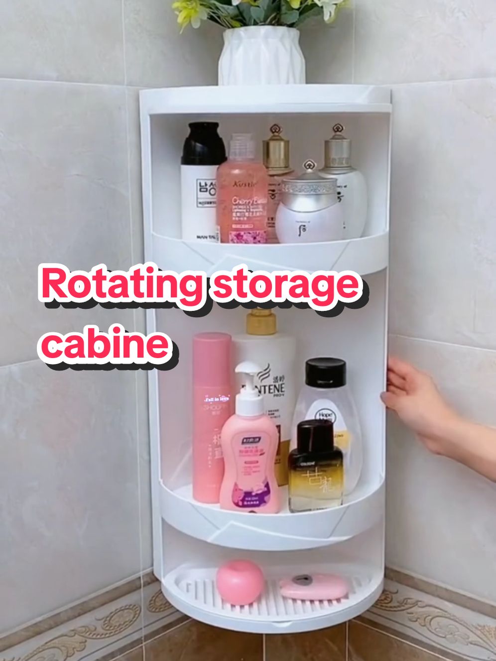 #Rotating storage cabinet#Kitchen storage cabinet#corner shelf#bathroom shelf