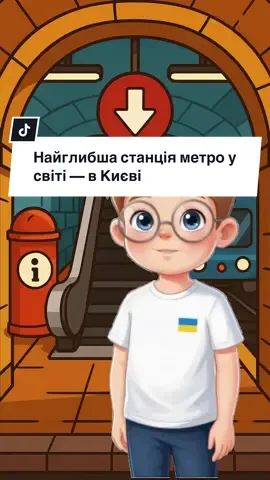 «Поїхали вниз!» 🚇 У Києві є метро, яке спускається дуже глибоко під землю. Станція “Арсенальна” знаходиться більш ніж на 100 метрів під землею! Це глибше, ніж 30-поверховий будинок 🏢 Тому її вважають найглибшою станцією метро у світі.