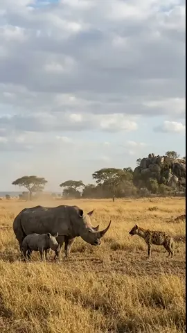 겁없이 아기 코뿔소를 사냥하려한 하이에나! 과연 최후의 승자는 #동물쇼츠 #생존본능 #모성애 #코뿔소