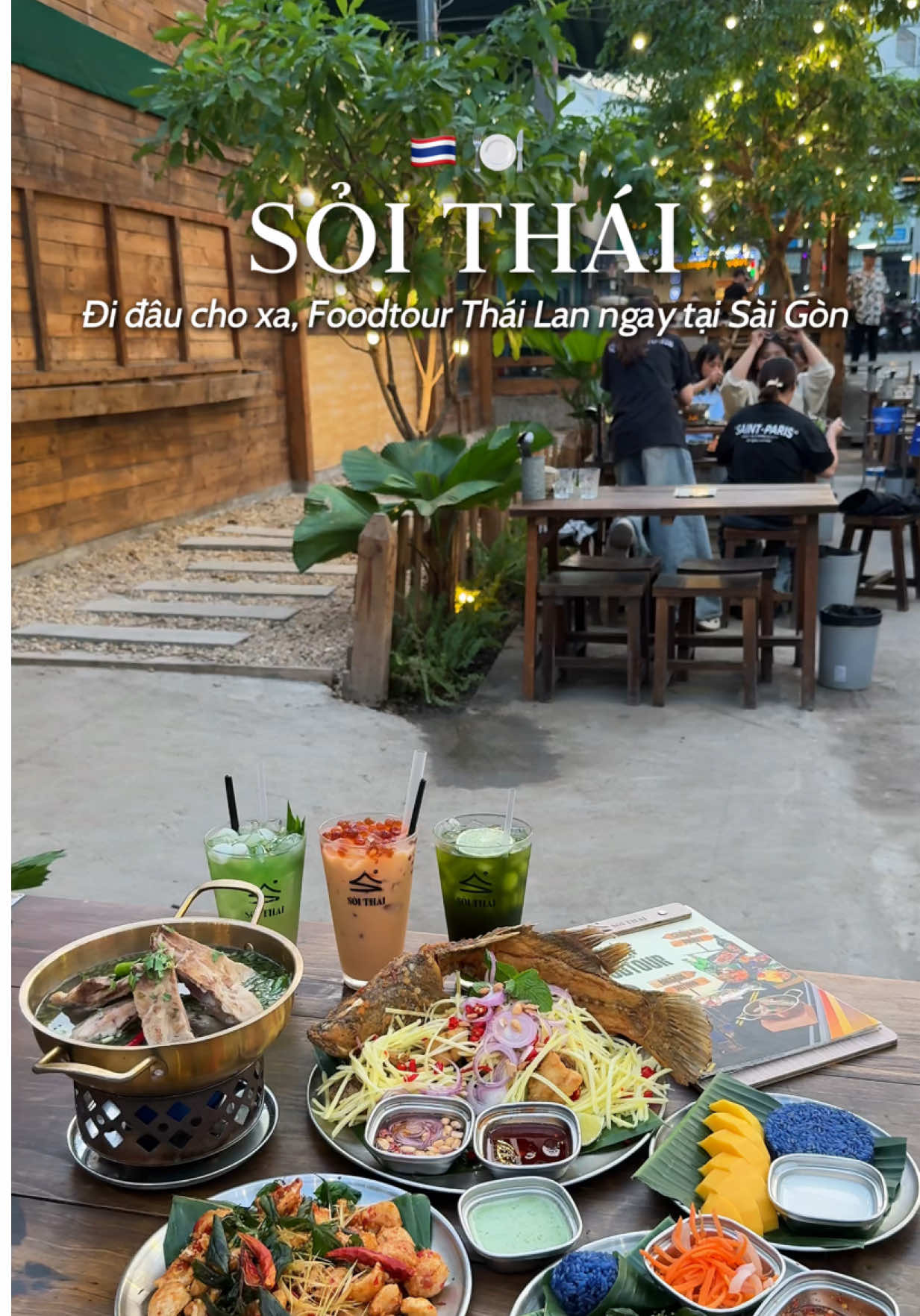 Quán Thái với không gian sân vườn lớn nhất nhì Sài Gòn 🇹🇭 #xhtiktok #fyp #soithai #quanthai #reviewfood 