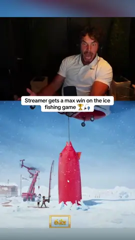 Streamer gets a max win on the ice fishing game 🏆🎣 #kickstreaming #fishing 