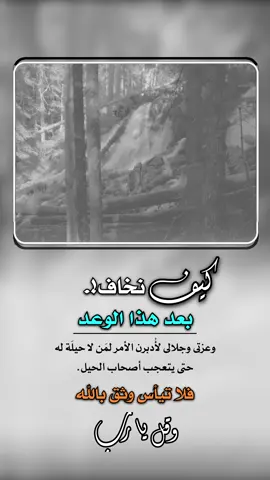 كيف نخاف بعد هذا الوعد #وعزتي_وجلالي_لأدبرن_الأمر_لمن_لا_حيلة_له #إيفان_الجيزانيه #اعادة_النشر🔃 #عبارات_اقتباسات_دينيه 