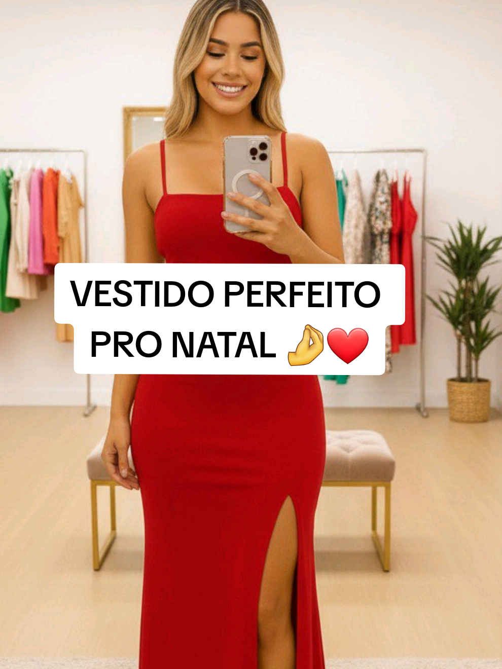 Vestido perfeito pro natal 🤌❤️ #vestidos #roupafeminina #mulheres #natal #vestidovermelho 