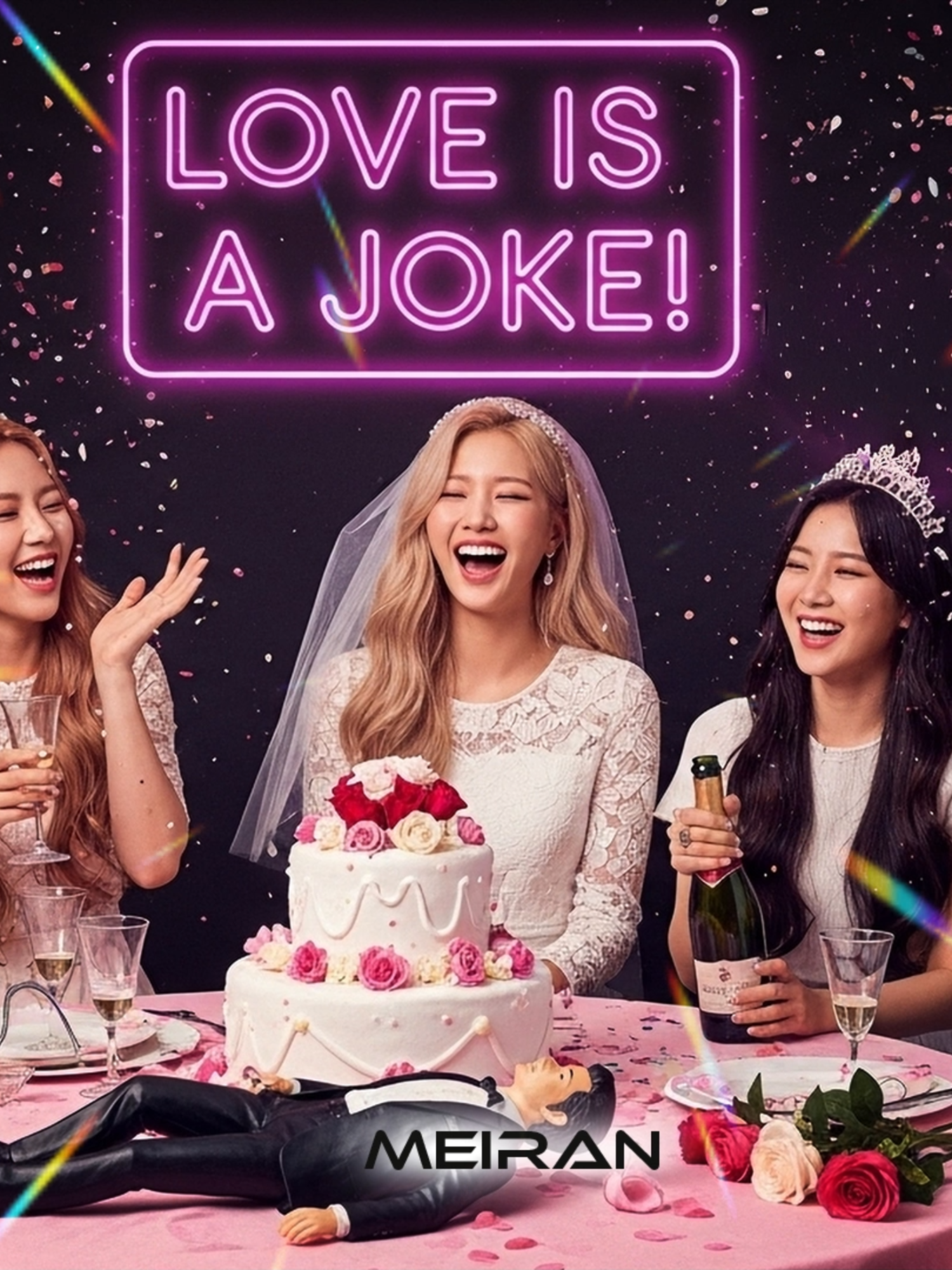 MEIRAN ~ LOVE IS A JOKE! LYRICS 너의 멘트 너무 old   책 속에서 본 것 같아   장미꽃도 질리잖아   새로운 게 필요해, uh-uh-uh!   Boy you say I’m “angel sweet”   But that line’s on repeat   Try harder, you’re not unique,   Love’s a game, just play and cheat 내 맘은 “ha-ha-ha!”   네 말은 “blah-blah-blah!”   Don’t you see that coming fog? Are you turning back to frog?   LOVE IS A JOKE! 하루 종일 웃어도 돼!   LOVE IS A JOKE! Selfie smile, Shock-shock-shock! 네 눈빛은 너무 진지해   웃어버려, 난 못 참아   심장은 좀 뛰긴 하지만   그건 그냥 drama 같아   Your “forever” makes me laugh,   Life’s too short for cheesy stuff   I pretend, I roll my eyes,   You are like a lucifer in disguise!   내 맘은 “ha-ha-ha!”   네 말은 “blah-blah-blah!”   Boy, don’t make me choke- Accept it or just block-block-block!   LOVE IS A JOKE! 하루 종일 웃어도 돼!   LOVE IS A JOKE! Hear that? Click-clack-clock!   “Oh, Baby, baby”—stop that word! (ha-ha!)   너의 멘트 너무 heard (wooh!)   But still I fall, what a shame,   Funny boy, yeah-say my name!   LOVE IS A JOKE! 하루 종일 웃어도 돼!   LOVE IS A JOKE! Still I like the game we play!   ~LOVE IS A JOKE!~   No drama or go away!   ~LOVE IS A JOKE!~ #Meiran #kpopmusic #new #fyp #korean #english #song #release #kpop #ai #aisong #aimusic #kpopusa #kpopid #kpopjp #kpopbr #kpoptr #viral #trending #newmusic