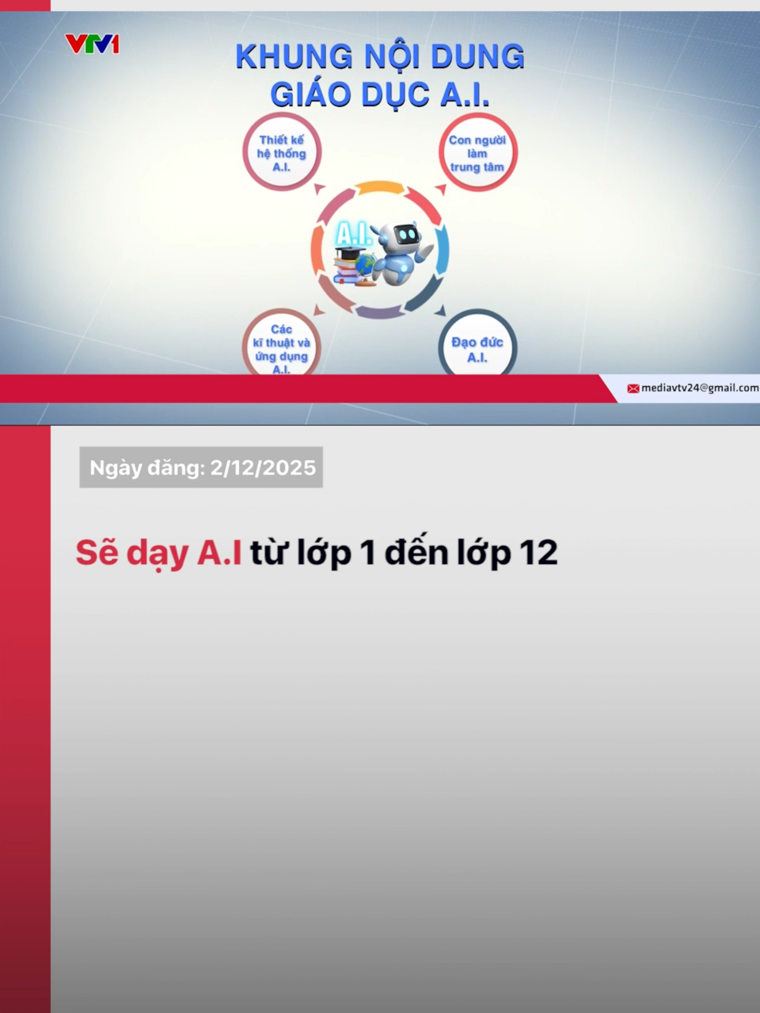 Theo dự thảo của Bộ Giáo dục và Đào tạo, từ học kỳ 2 tới, trí tuệ nhân tạo (A.I) sẽ được triển khai dạy thí điểm tại một số cơ sở giáo dục. Từ năm học sau sẽ đề xuất triển khai rộng rãi trong các trường phổ thông từ cấp Tiểu học theo từng giai đoạn.#vtv24 #tiktok #vtv #trituenhantao