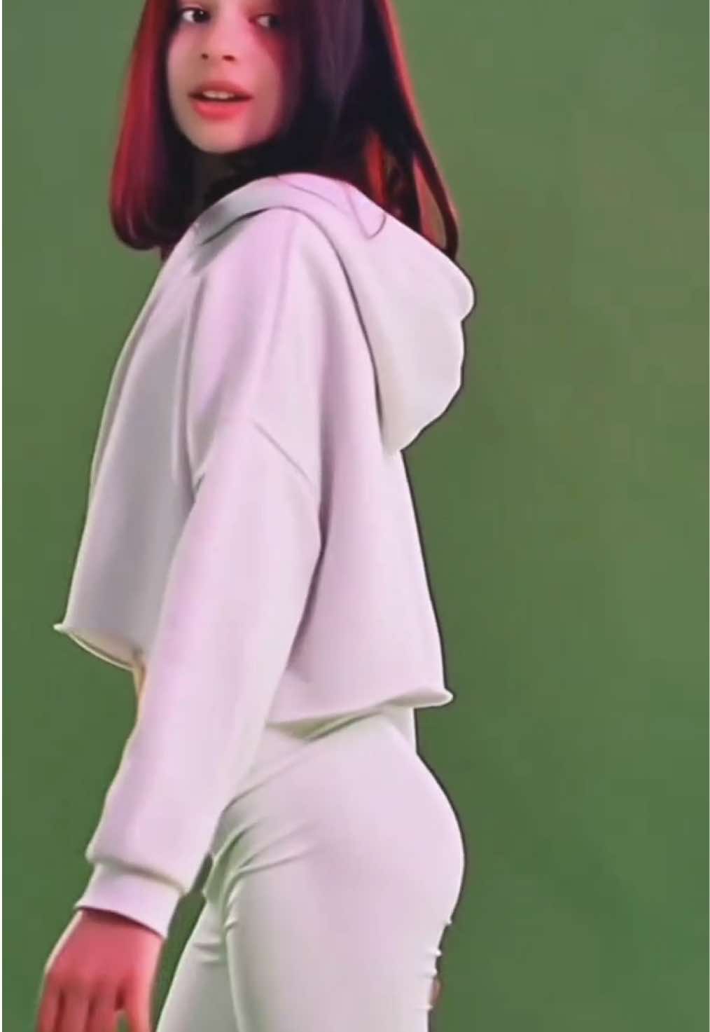 All White, All Chic: Crop Hoodie & Leggings #WhiteLeggings #FashionModel #CasualStyle #TrendyOutfit #MonochromeLook