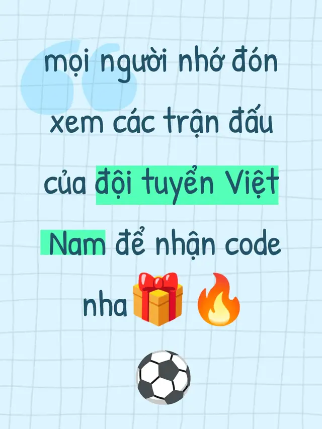 TIẾP LỬA U22 VIỆT NAM RA SÂN VÀO GAME NHẬN NGAY GIFTCODE GIỮA TRẬN + Trong Mỗi trận U22 Việt NaM thi đấu, vào khoảnh khắc nghỉ giữa hiệp, HLV có thể nhanh tay nhập Giftcode và có cơ hội nhận ngay một trong những phần quả hấp dẫn: Thẻ Glorious Era OVR 109 -115, Đá Quý, Coin, Huy Hiệu Thăng Hạng và nhiều quả ingame giá trị khác. Giftcode sẽ được công bồ ngay khi hiệp I kết thúc, nên anh em nhớ theo dõi Fanpage để không bỏ lỡ. Hẹn gặp các HLV trong trận ra quân của U22 Việt Nam vào ngày 03.12 nhé! Giftcode chỉ áp dụng cho các trận đấu của U22 Việt NaM. Giftcode sẽ hiền thị ngay khi vào sự kiện Tiếp Lửa Việt Nam trong Khu Phức Hợp. - Sau khi hết 15 phút nghi giải lao, code sẽ không còn xuất hiện nữa. -Hiệu lực của code là I tiếng. Sự kiện 