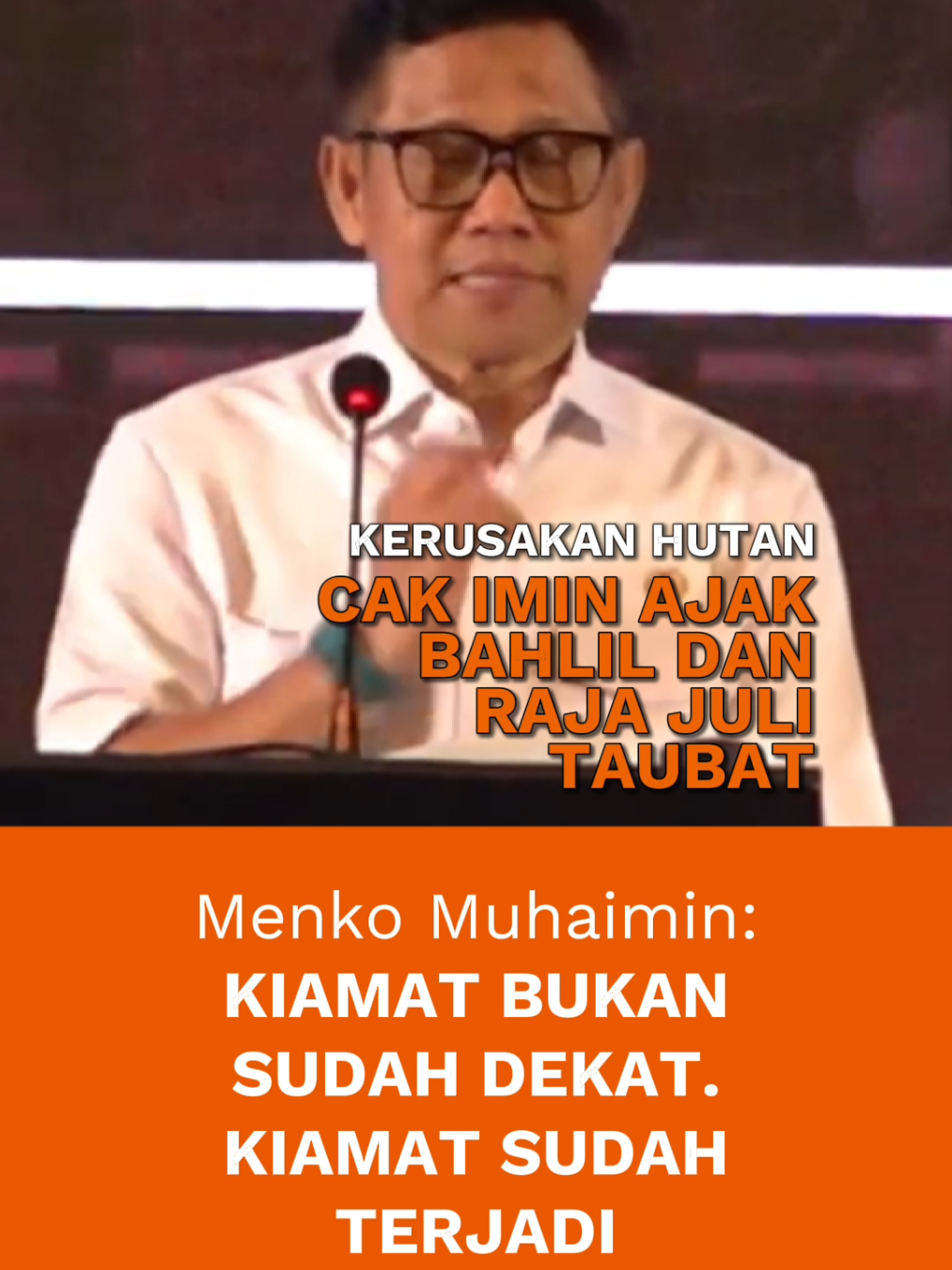 Menko Pemberdayaan Masyarakat, Muhaimin Iskandar, menyerukan 'taubatan nasuha' bagi para pejabat terkait lingkungan, kehutanan, dan ESDM atas rentetan bencana banjir bandang serta longsor di Aceh, Sumatera Utara, dan Sumatera Barat belakangan ini.  Ia telah mengirim surat kepada Menteri Kehutanan Raja Juli Antoni, Menteri ESDM Bahlil Lahadalia, serta Menteri Lingkungan Hidup Hanif Faisol Nurrofiq, dan mendesak evaluasi total kebijakan dari hulu hingga hilir, mulai pola pikir hingga eksekusi, sebagai wujud komitmen pemerintah menghadapi kelalaian manusia yang memicu bencana. #cakimin #bencana #tobatnasuha #prayforsumatrabarat #menyalamedia 