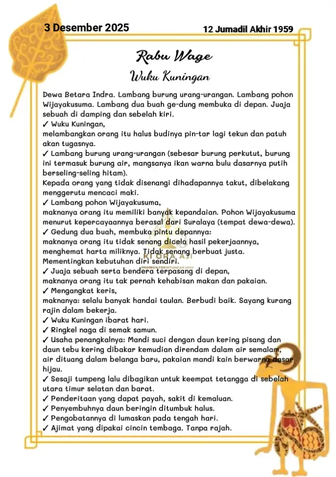 #primbonjawa #desember #jumadilahkir #wuku #kuningan 