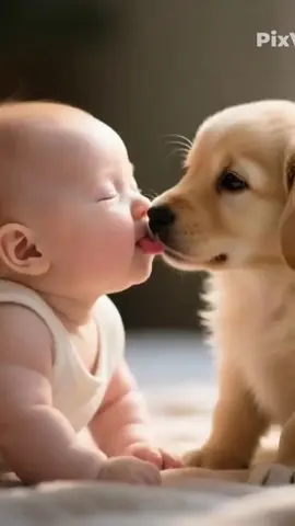 Puppy Licks Baby and… Baby Falls Over! 🤣🐶👶 #shorts 