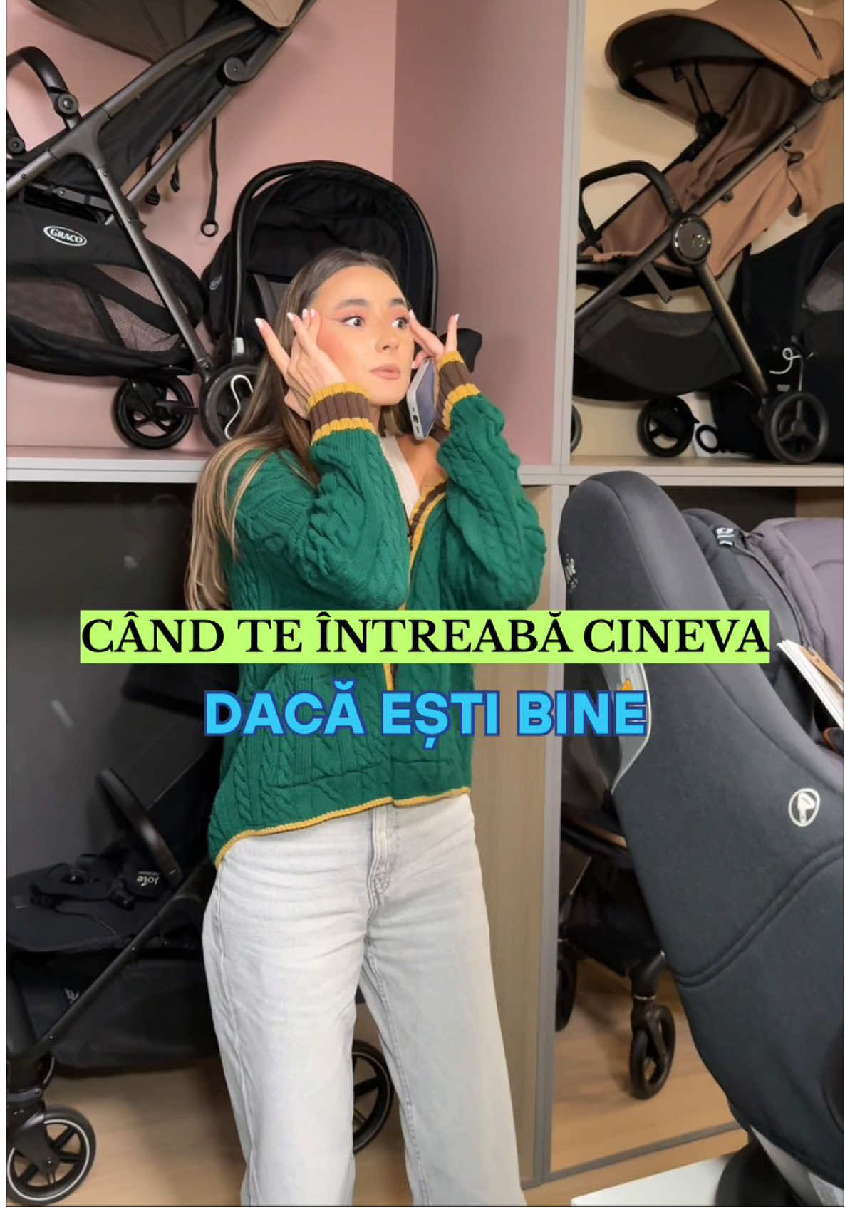 Când mă întreabă cineva dacă sunt bine și în realitate sunt la un pas să explodez… 😂  💬 Tu cum reacționezi când te întreabă cineva dacă “ești ok” într-un moment nepotrivit? 😁 #babymatters #babymama #carucior #funny #moment 