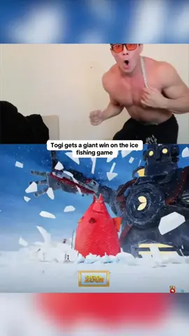 Togi gets a giant win on the ice fishing game #kickstreaming 