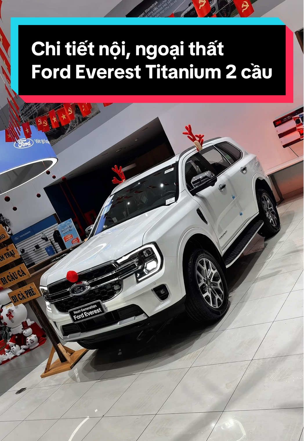 Chi tiết nội, ngoại thất Ford Everest Titanium 2 cầu màu trắng. #ford #fordeverest #fordeveresttitanium #oto #forddalat 