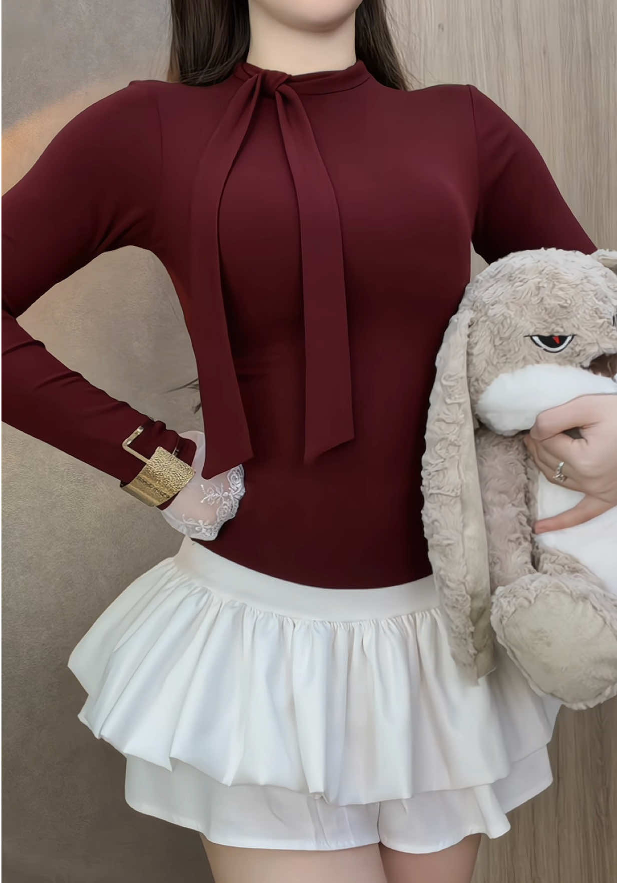 Áo thun giữ nhiệt tay phối ren xinh xắn 