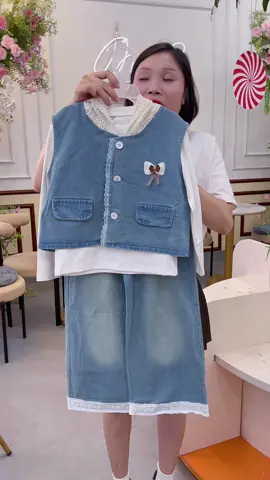 Sét jean mềm 3 chi tiết cho bé gái, mặc lên nhìn xinh yêu lắm 