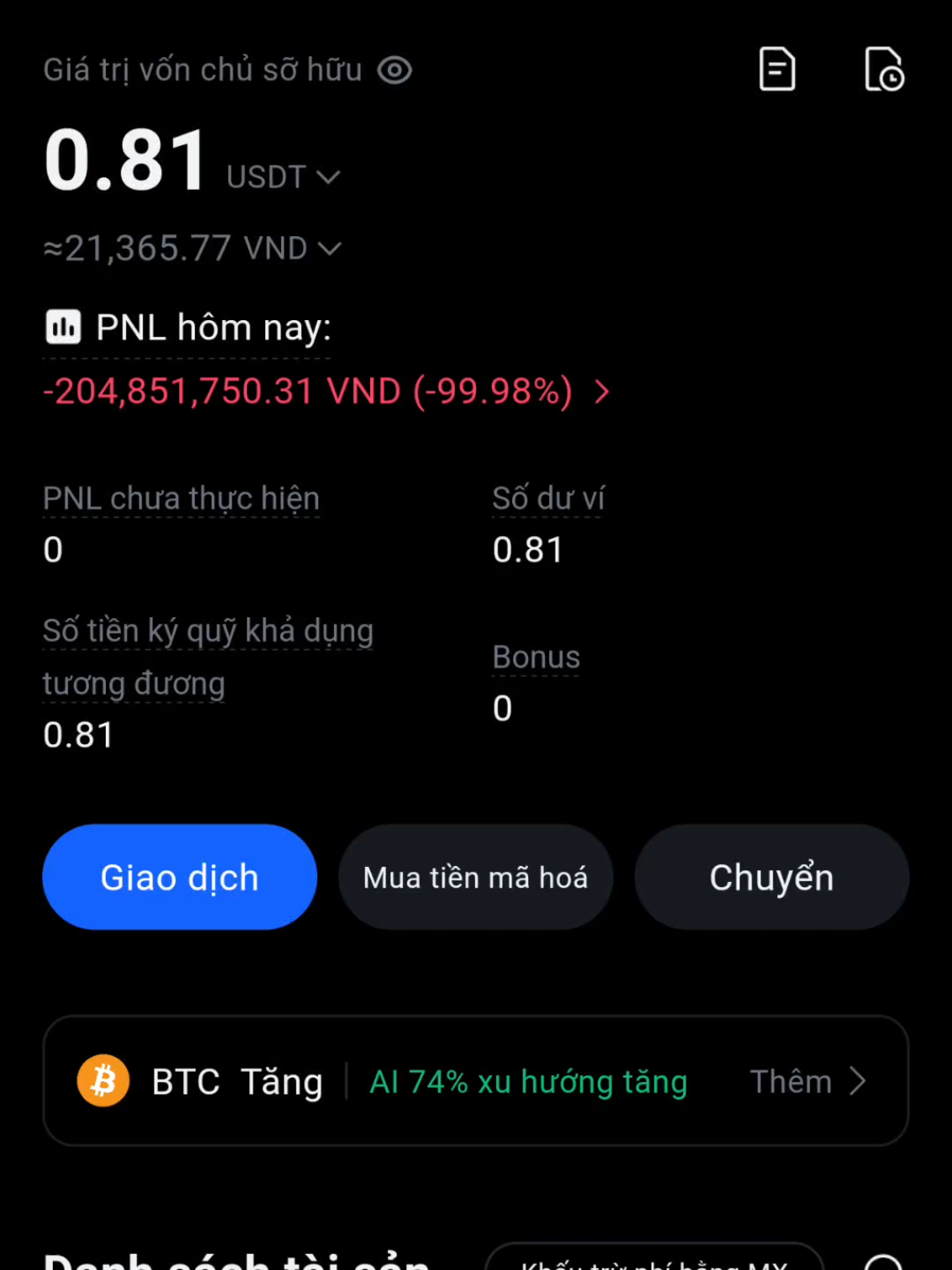cháy 500tr trong 2 ngày 😪 mất sạch. không còn gì. giờ lms đây 😪😪 #crypto #btc 