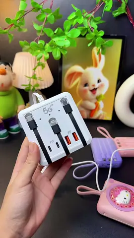 Nhanh Zin1 PD66W 2 cổng USB+2 công typeC +3 cáp sạc ngắt tự động, sạc nhanh đa năng cho điện thoai máy tính bảng#oxacdanang#huongtichcuc74 #huongchiase74 