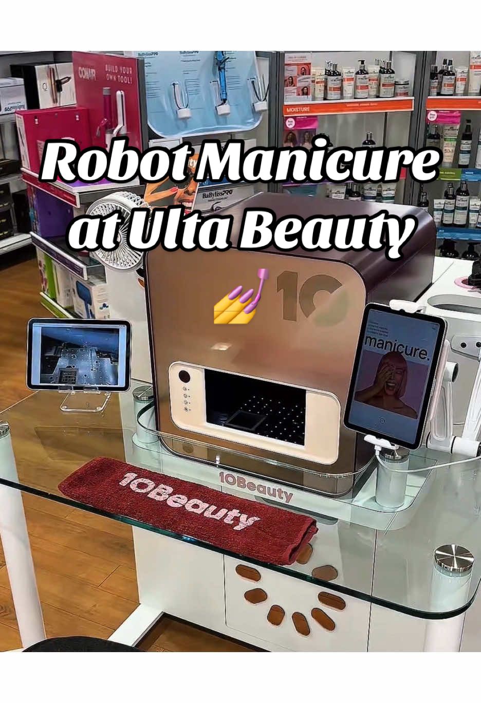 Getting your nails done by a robot sounds wild until you're actually sitting there watching it happen. We're at Ulta Beauty in Braintree and Everett. Seven cameras map your hand, robotic precision handles the rest. Come see what everyone's been curious about. Book at 10Beauty.co #10Beauty #ultabeauty #ultabeautyfinds #manicure💅 #robot 