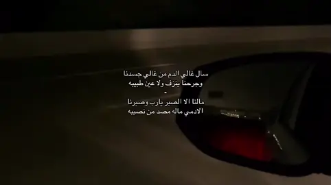 سال غالي الدم من غالي جسدنا  وجرحنا ينزف ولا عين طبيبه مالنا الا الصبر يارب وصبرنا الادمي ماله مصد من نصيبه #foryou #4u #fyp #قصايد 