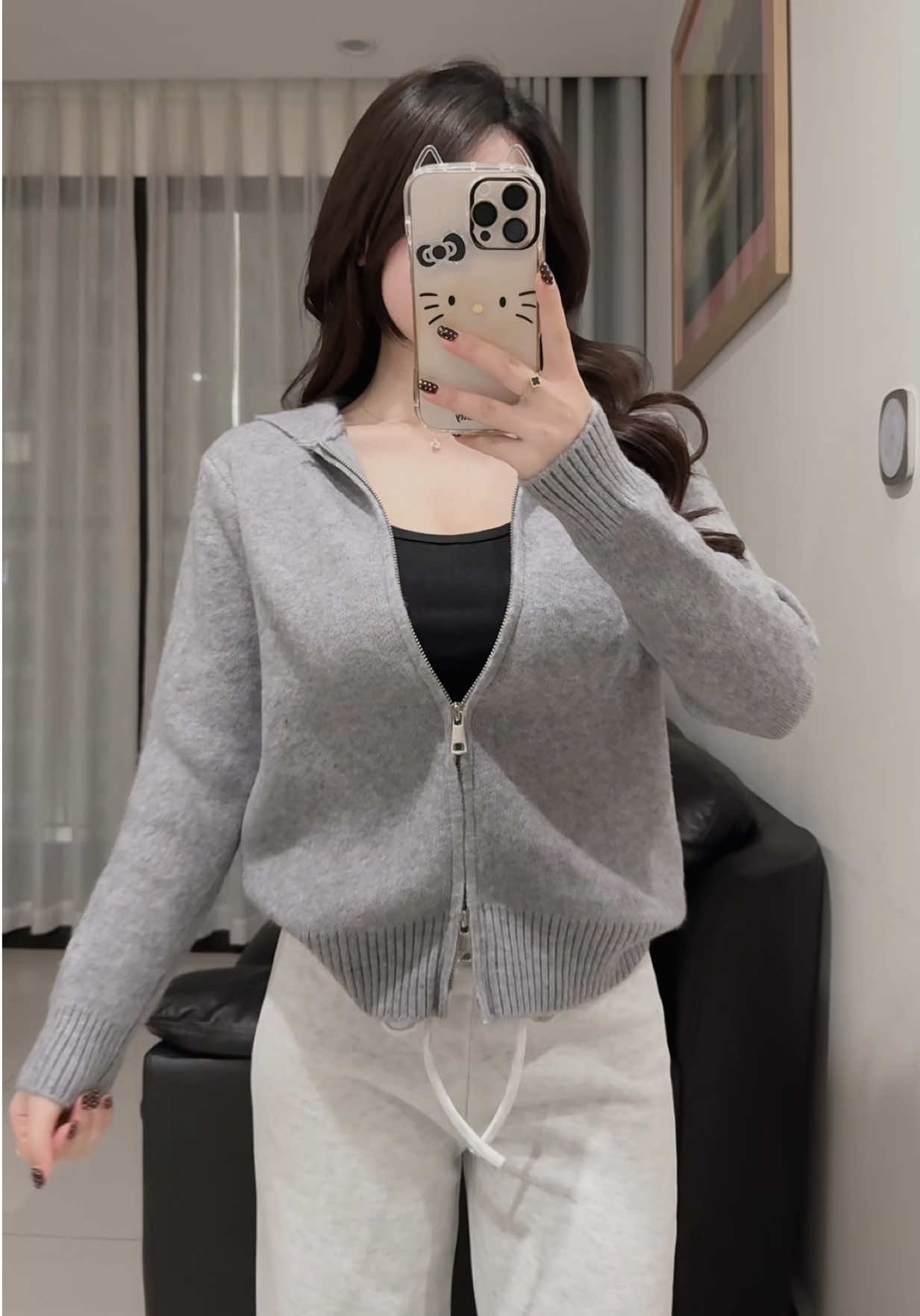 Áo len khóa kéo mặc lên siêu có gu luôn #h2oclothing #aolendetkim #aolenthudong #aolenkhoakeo #OOTD 