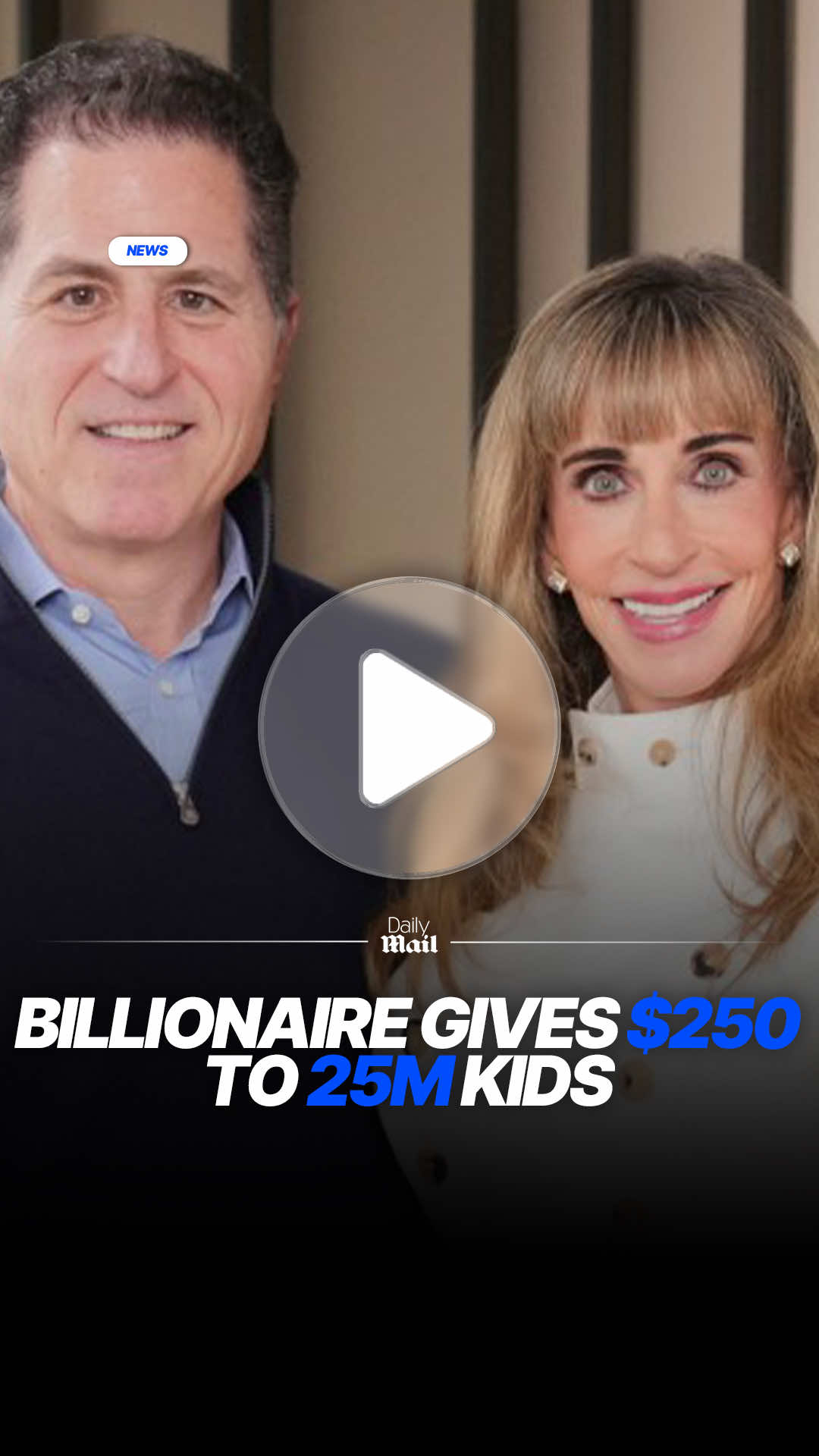 Follow our new page @This Is Money . Michael and Susan Dell have pledged to put $250 into the accounts of 25 million children in one of the largest ever philanthropic donations to Americans. The money expands the number of youngsters who will receive seed money for investments, dubbed Trump Accounts, which the President announced in July. The federal government will gift $1,000 to babies born between January 1, 2025, and December 31, 2028. The Dells' donation extends the program to children up to ten years old, though it limits eligibility to those who live in ZIP codes where the median household income is below $150,000.  #news #money #billionaire 