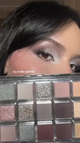 the ONLY eyeshadow palette you need this winter ❄️🤍 @Huda Beauty icy nude palette #hudabeautyicynude #icynudepalette #icynude #wintermakeup #holidaymakeup 